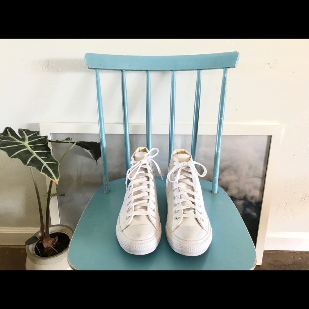 Converse All Star White Leather High Top